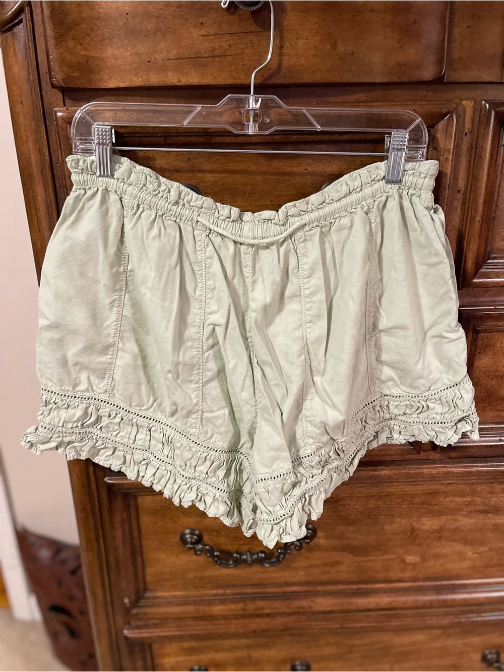 Free People Light Sage Crochet-Trim High Waist Shorts - Picture 4 of 5